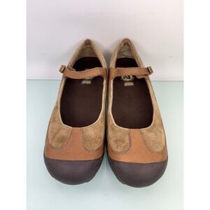 Merrell Plaza MJ Brown Tan Leather Suede Mary Jane Flats Womens 9.5 Comfort